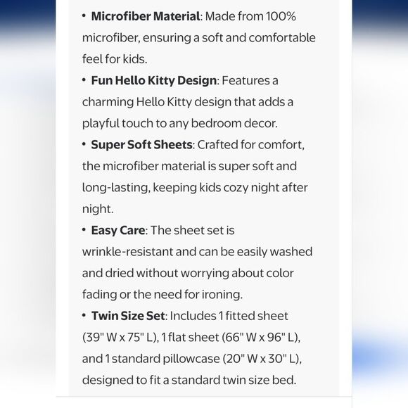 Hello Kitty 3-PC Microfiber Twin Sheet Set - Picture 9 of 13